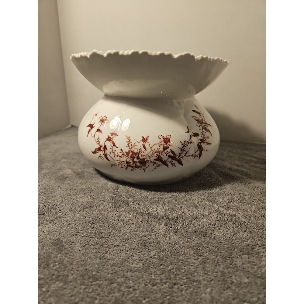 Antique K.T.& K. Knowles Taylor & Knowles Porcelain Spittoon Floral Vines